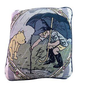 Rare Disney Winnie The Pooh Decorative Throw Pillow Featuring Christopher Robin